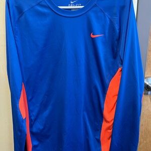 Nike Dri-FIT Blue Shirt with Orange Highlights large euc